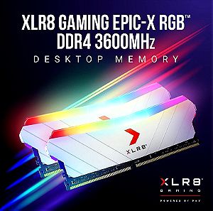 σφραγισμένες, 36 μήνες εγγύηση από Πλαίσιο, απόδειξη, PNY Desktop RAM XLR8 Gaming EPIC-X RGB 16GB (2*8GB) 3600MHz White Edition DDR4