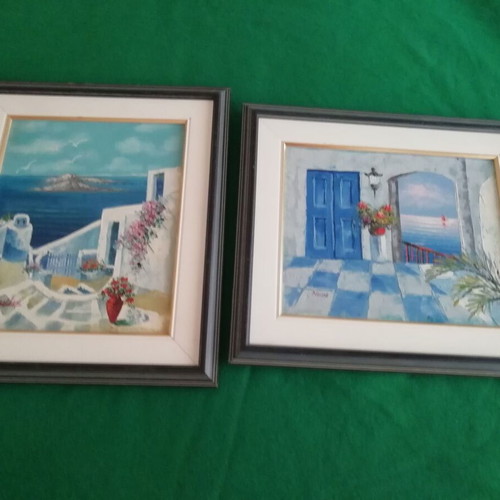 Composition of two oil paintings with Cyclades themes like new