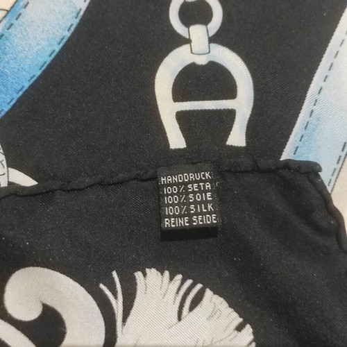 AIGNER silk scarf like new, white and blue