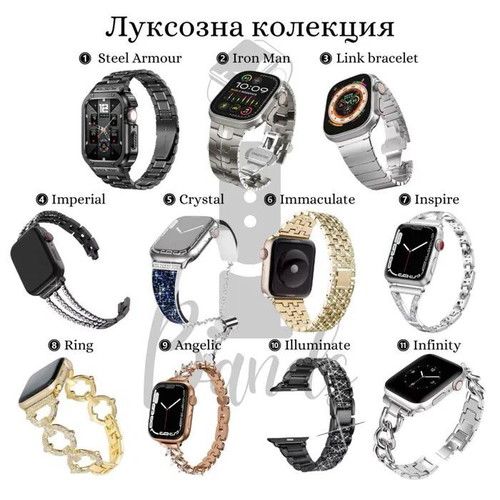 Luxury Stainless Steel Watch Strap with Crystals for Smartwatches