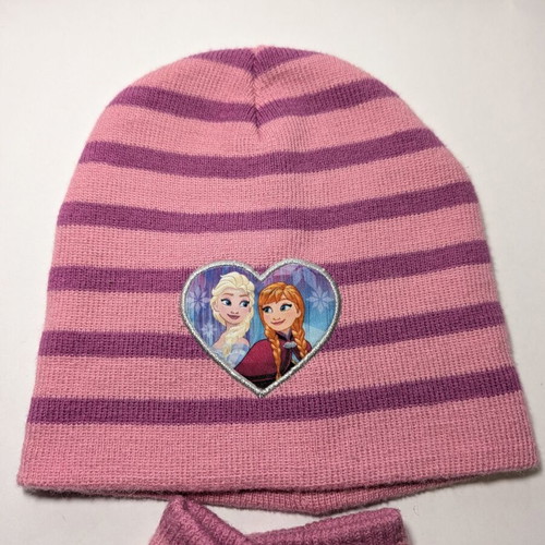 Set of hat and gloves for girl 4-8 used Disney Frozen pink