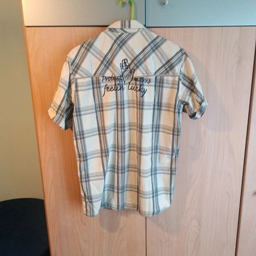 Protest men's short sleeve shirt used, size L, beige and gray