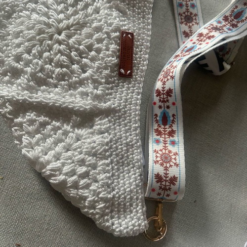 Handmade knitted crossbody bag white made to order