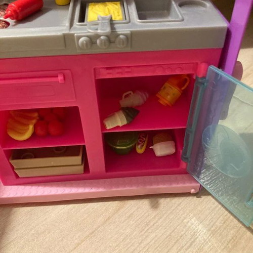 Barbie food truck used with accessories and sticker defect