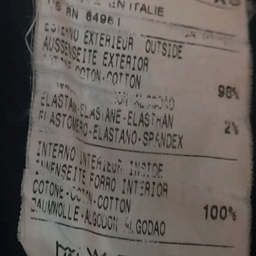 Benetton coat used black XS 98% cotton 2% elastane