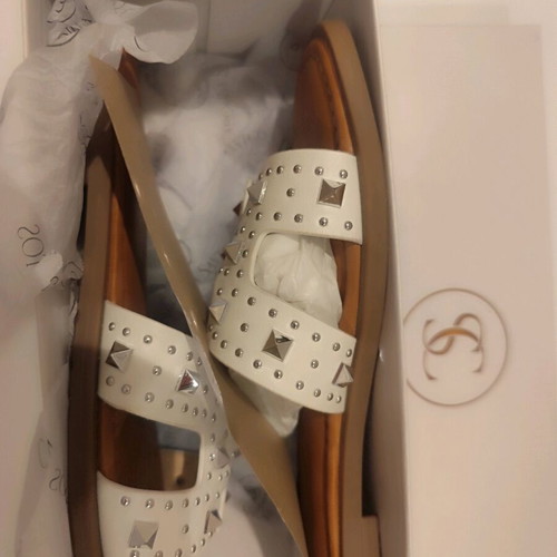 Women's sandals new, size 38, white and brown
