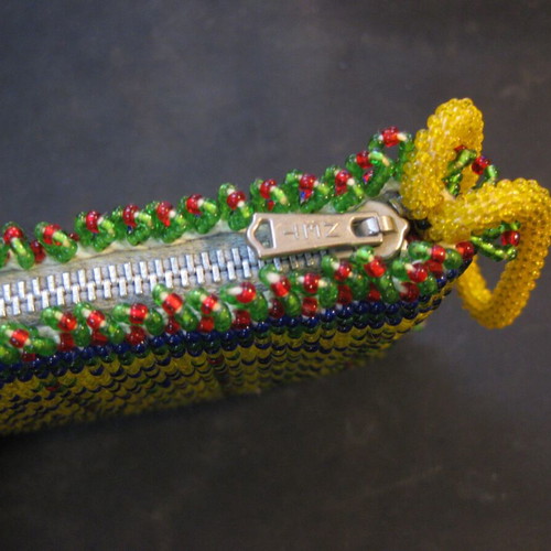 Beaded wallet used, handmade, 13x9 cm
