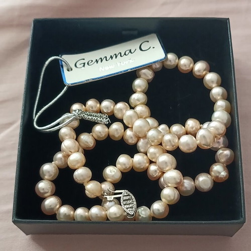 Gemma C Pearl Necklace New York with 925 Silver Clasp, New