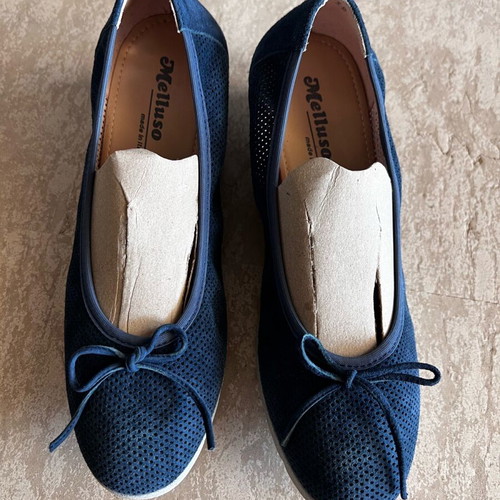 Melluso ballerinas new, natural suede, navy blue, size 38-38.5