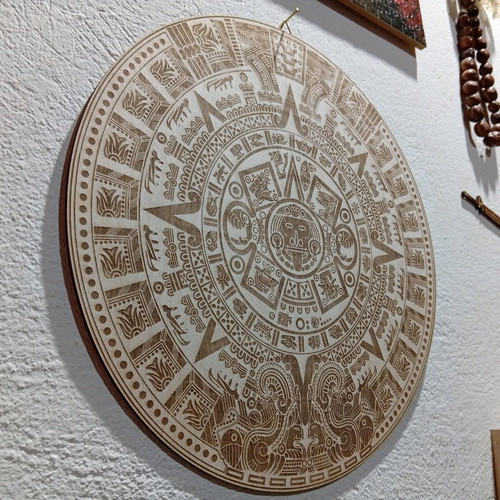 Mayan Sun Calendar wooden cnc laser engraved new