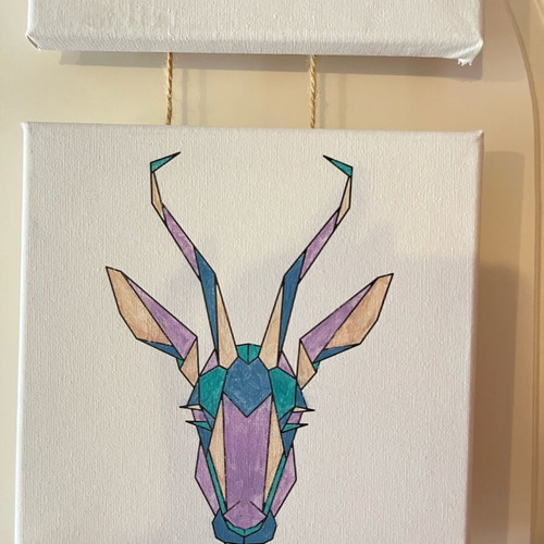 Set of 3 geometric animal canvases like new, Scandinavian & Boho decor
