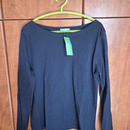 Benetton blue cotton blouse size M new