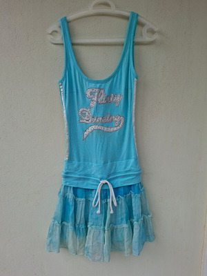 Cinema mini dress silk Flirty Dancing turquoise new, size S/M
