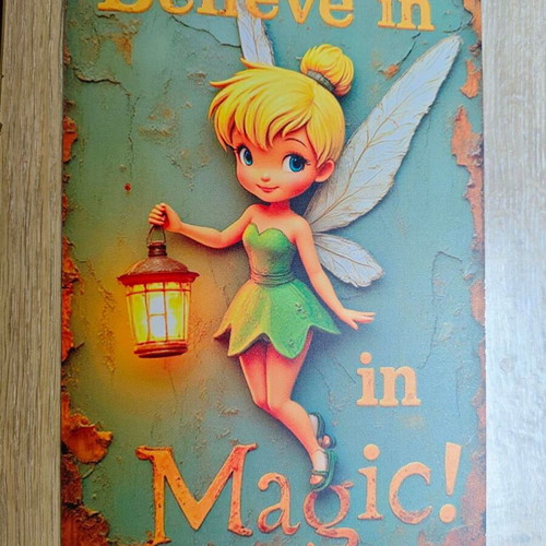 Metal sign Tinkerbell Believe in Magic like new