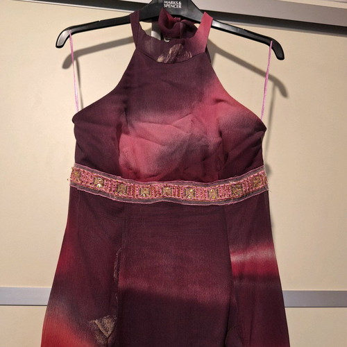 Dress purple like new, halter neck backless, size S