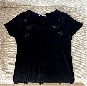 ΚΑΙΝΟΥΡΙΟ Μαύρο ελαστικό T-shirt - S