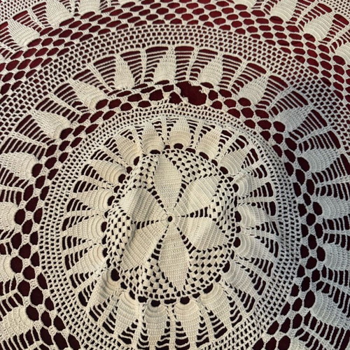 Handmade round tablecloth like new white color
