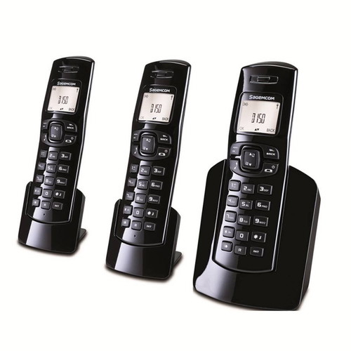 Sagem D150 Trio cordless phones like new, black