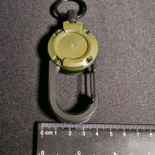 Keychain with retractable wire new, khaki color