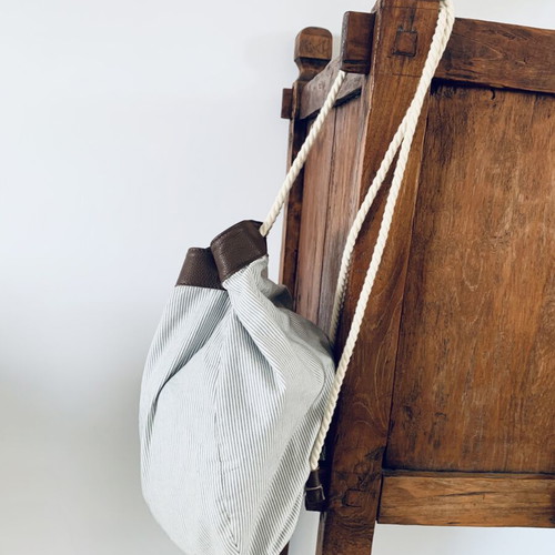 Ioanna Kourbela Backpack Bag new, leather and cotton, waterproof interior