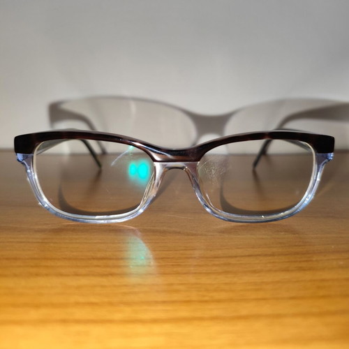 BeYu eyeglasses like new with case, brown tortoiseshell and blue tint