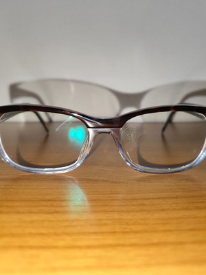 BeYu eyeglasses like new with case, brown tortoiseshell and blue tint