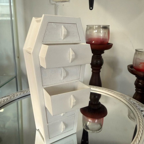 Handmade Coffin-Shaped Jewelry Box White Like New