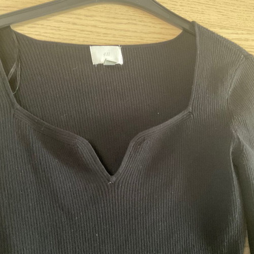 H&M Black Elastic Blouse with Beautiful Neckline New