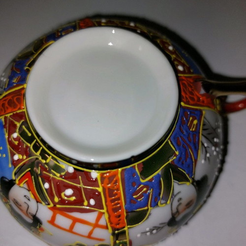 Moriage Japanese cups used, set of 6 with plates