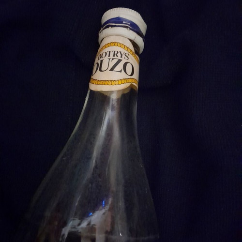 Botrys Ouzo bottle vintage used, collectible rare