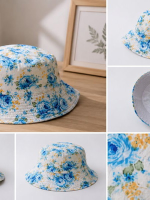Summer Cotton Hat white and blue, new, one size