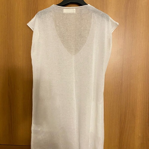 Thin knitted beach dress new, white, one size