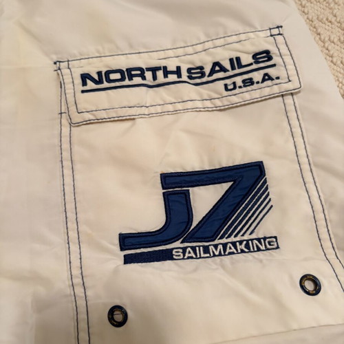 North Sails vintage men's swim shorts used, white and blue