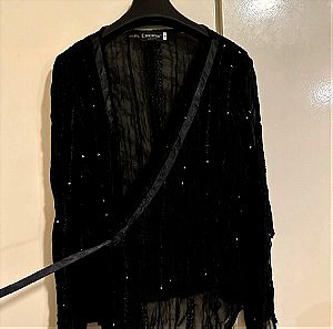 Μαύρο κρουαζέ ημιδιαφανο πουκάμισο