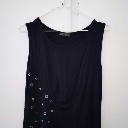 Debutto women's blouse with thick straps, like new, size L/XL, black and silver