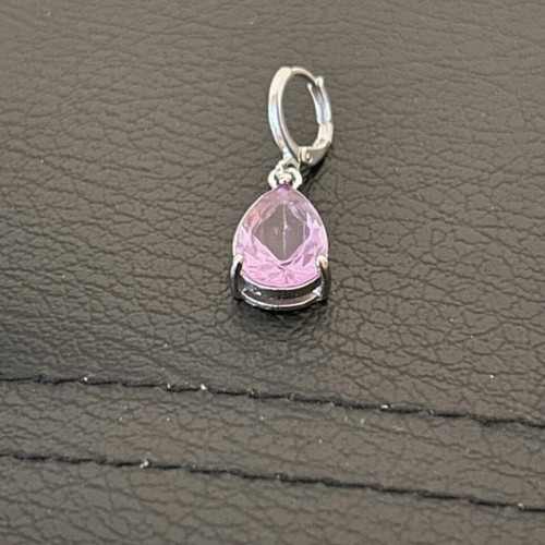 Handmade dangling earrings with pink stone new
