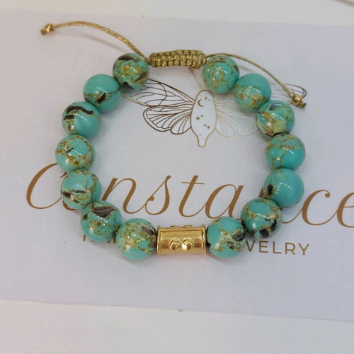 Bracelet with nephrite semi-precious stones and steel new