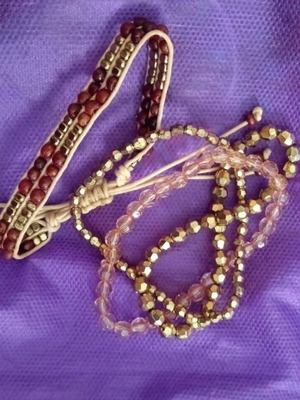 Ethinc boho bracelet set new, brown and gold