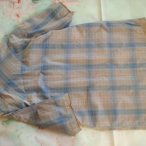 Criminal Depi shirt L, beige and blue cotton