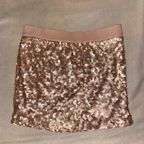 Forever 21 mini skirt new with sequins, size L, beige gold