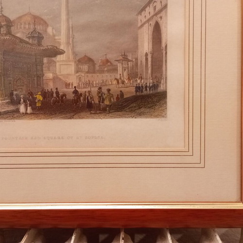 Constantinople engraving used, 1840, framed 36x29 cm
