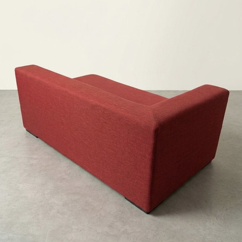 Two-seater sofa red fabric modern design like new