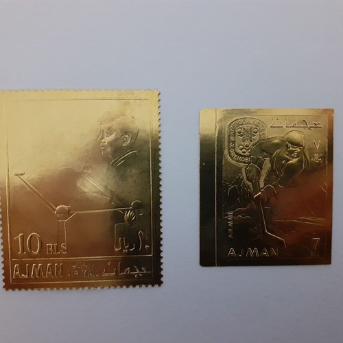 Ajman Gold Foil Airmail Stamps Set 1967 & 1968 New