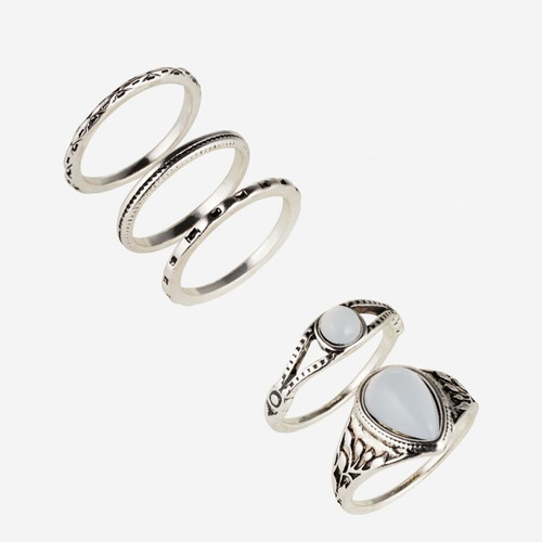 Ring set new, gray and silver