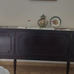 Antique living room sideboard with open doors
