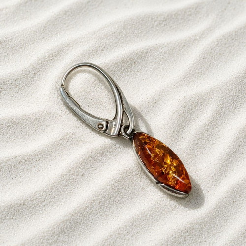 Handmade Gianniotika earrings from 925 silver and amber new
