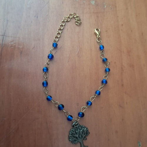 Hand Chain bracelet blue and gold custom order