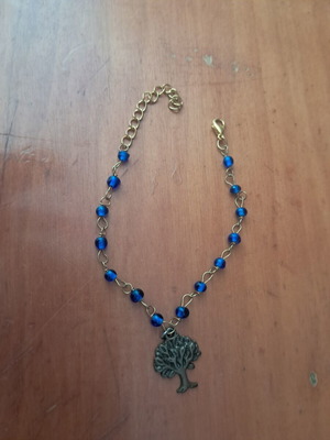 Hand Chain bracelet blue and gold custom order