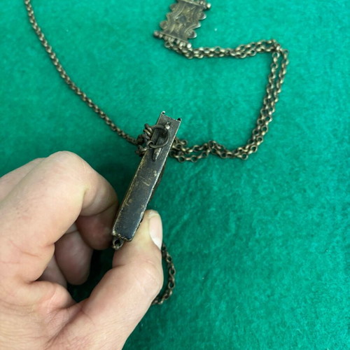 Saint George silver amulet used with chain and missing lid
