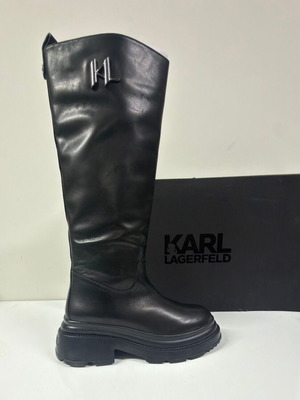 Μπότες Karl Lagerfeld Danton Riding, μαύρο δέρμα, μέγεθος 39